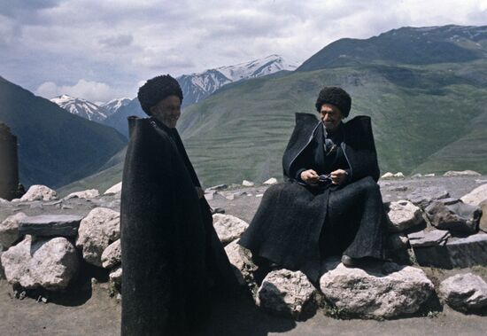 Men from Khanalyg mountainous village