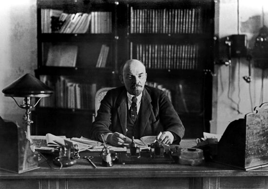 Vladimir Lenin in his Kremlin office