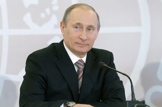 Vladimir Putin attends meeting at Russian Geographical Society