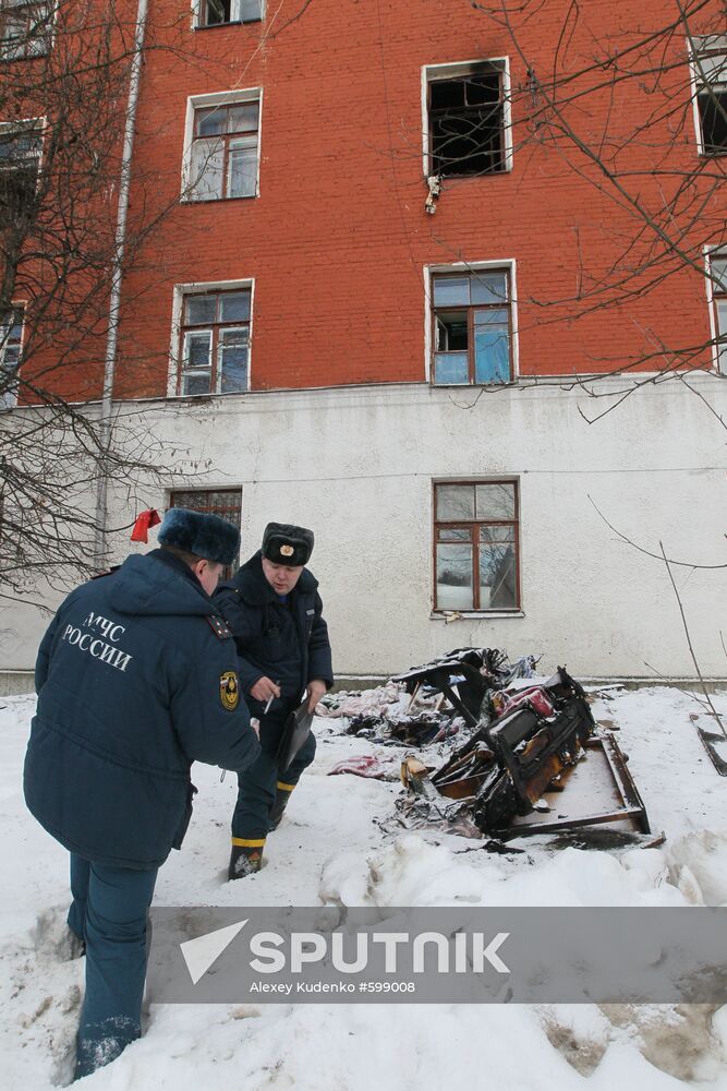 Dormitory in Marshall Timoshenko street on fire