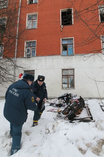 Dormitory in Marshall Timoshenko street on fire