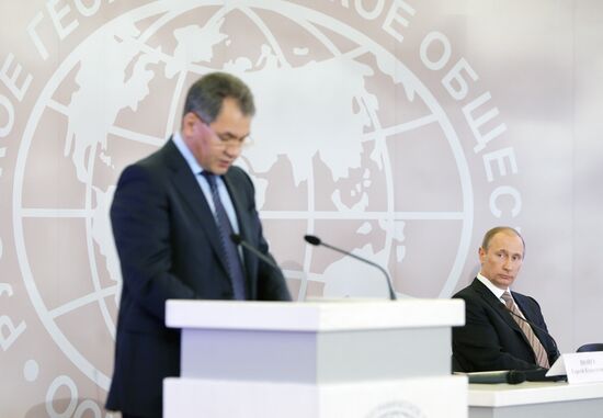 Vladimir Putin attends meeting at Russian Geographical Society