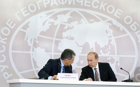 Vladimir Putin attends meeting at Russian Geographical Society