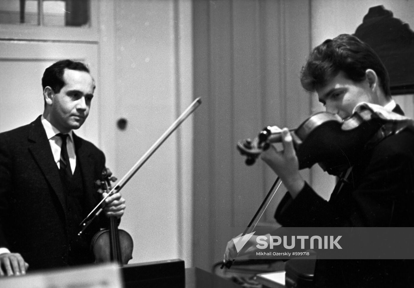 Violinists Igor Oistrakh and Zakhar Bron