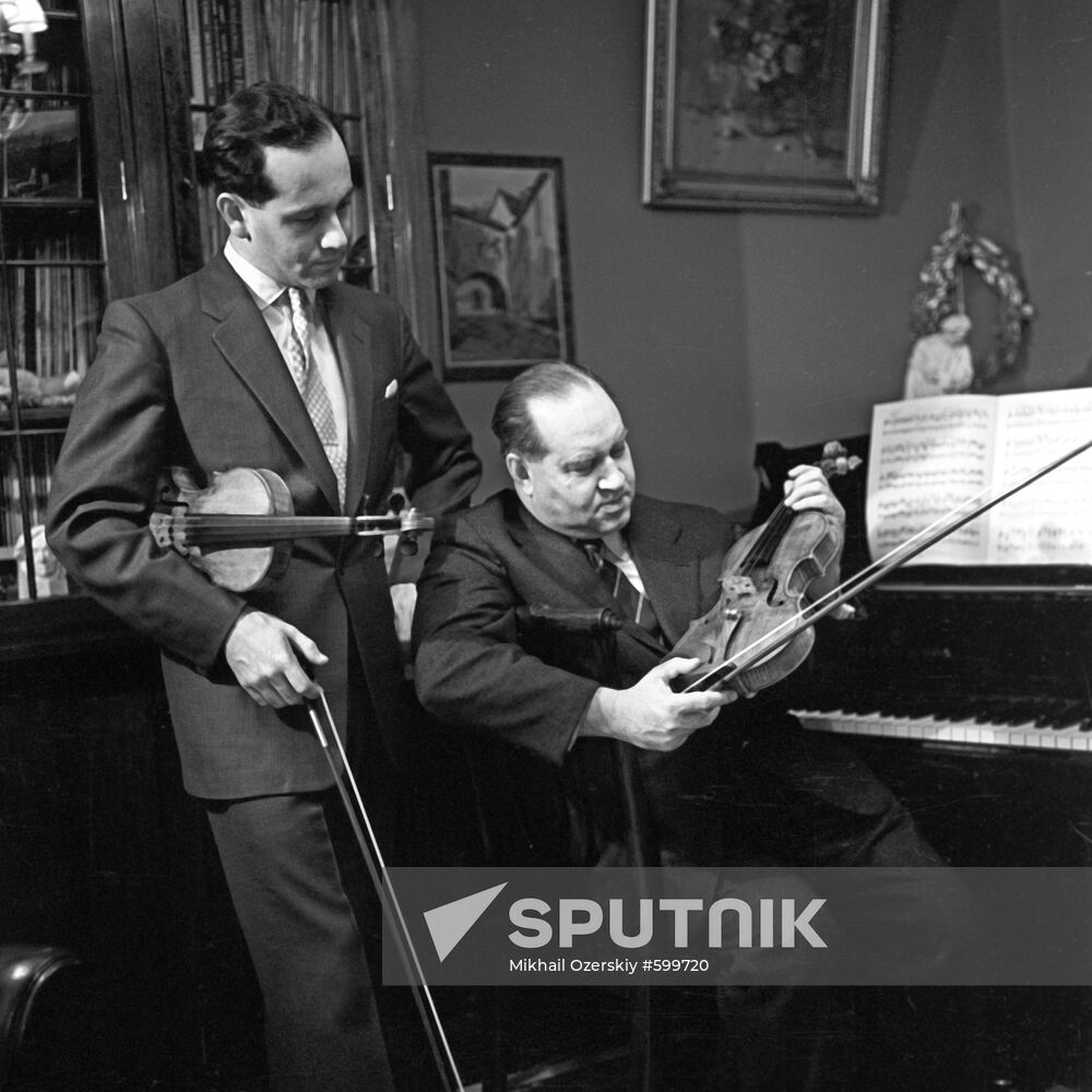 Violinists Igor Oistrakh and David Oistrakh