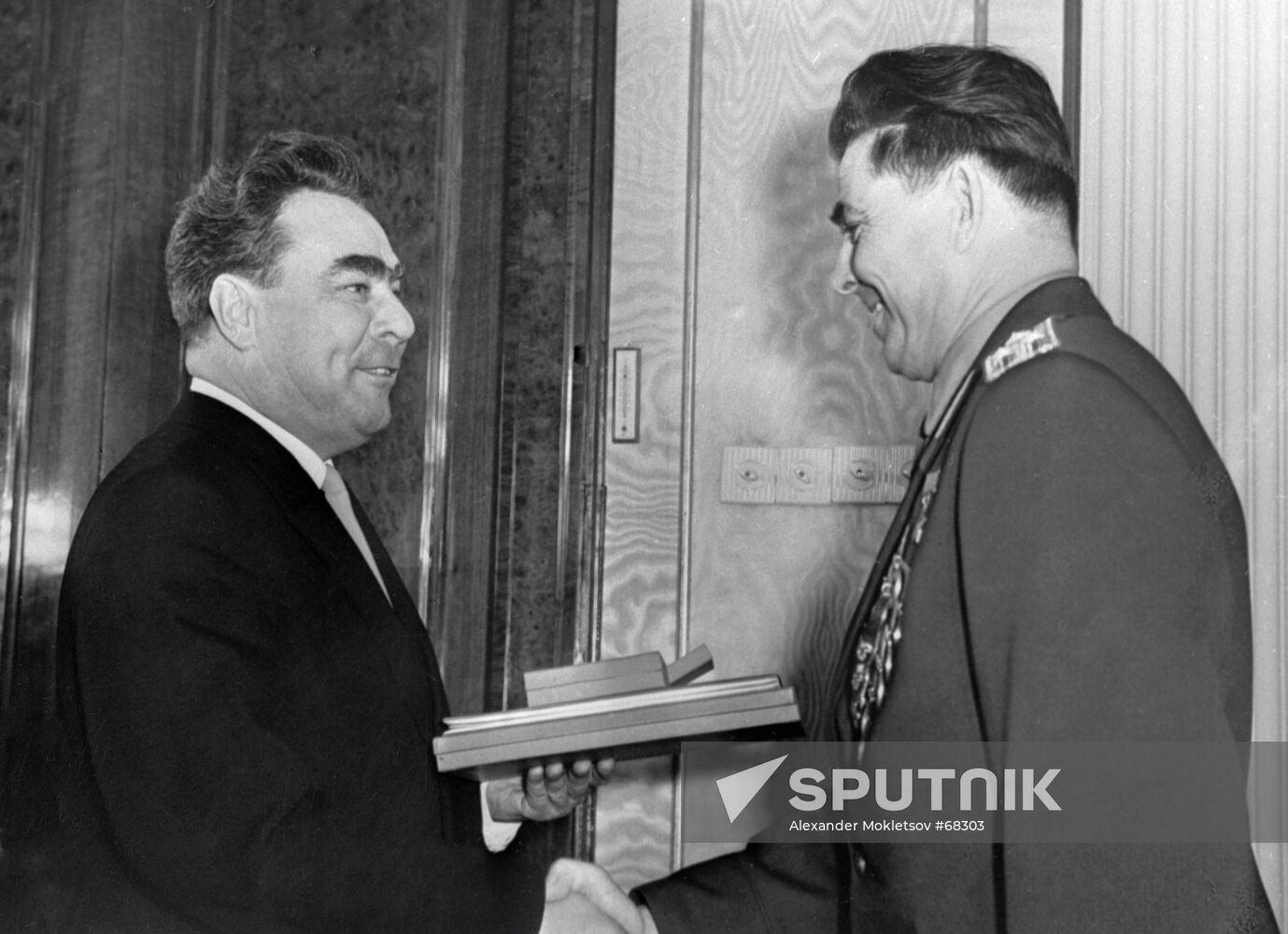 Leonid Brezhnev awards Georgy Beregovoi