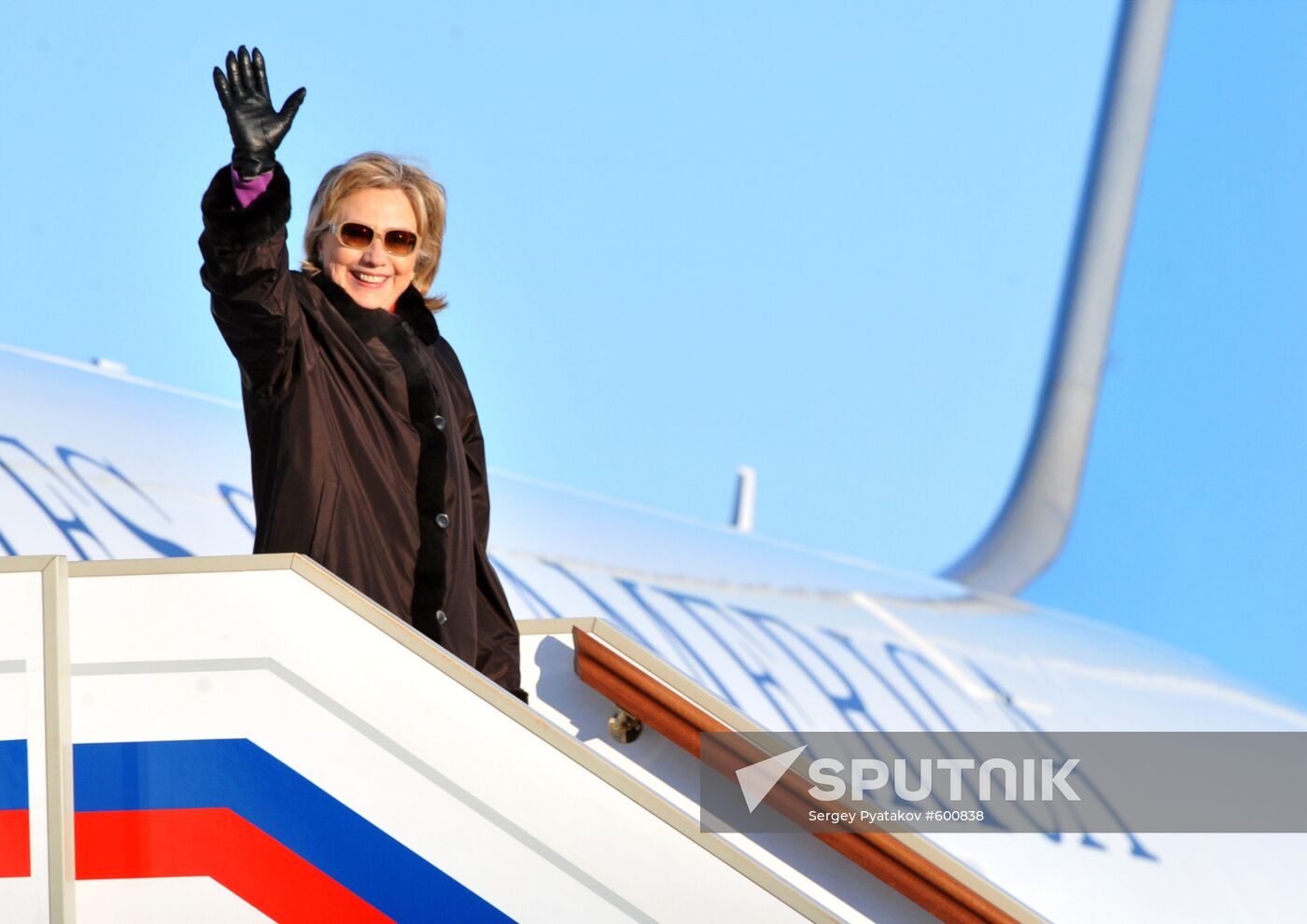 U.S. Secretary of State Hillary Clinton arrives in Moscow