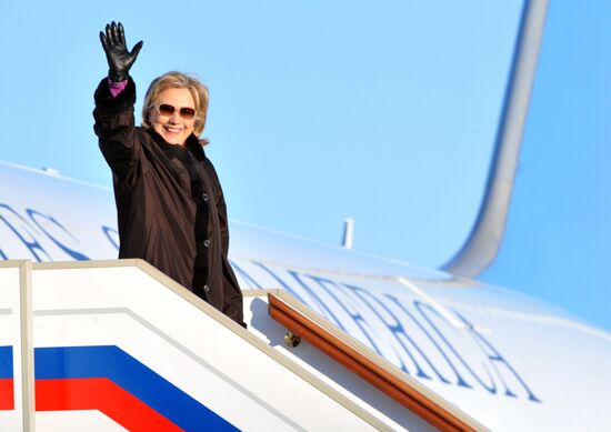 U.S. Secretary of State Hillary Clinton arrives in Moscow