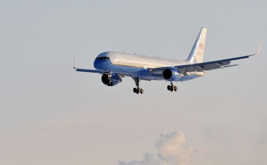 U.S. Secretary of State Hillary Clinton arrives in Moscow