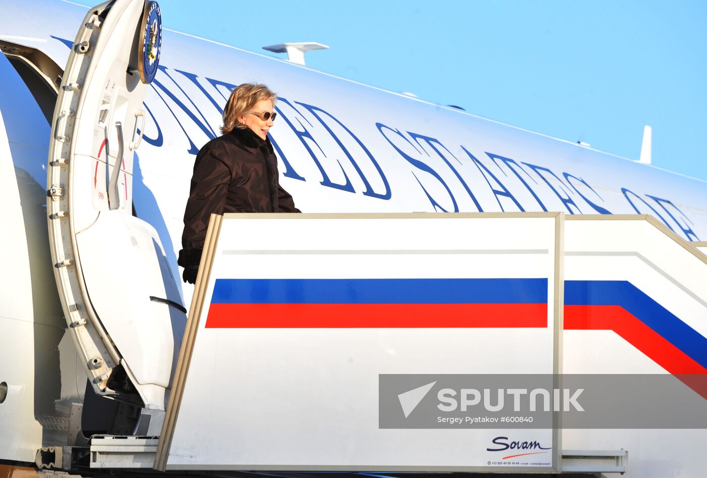 U.S. Secretary of State Hillary Clinton arrives in Moscow