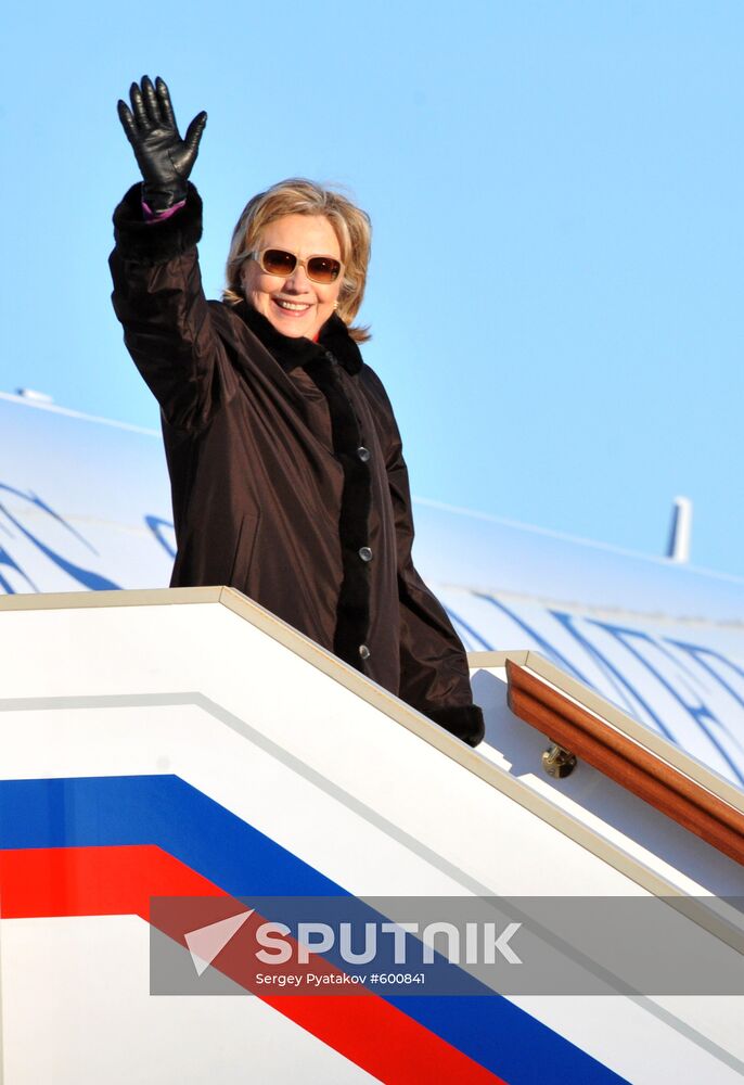 U.S. Secretary of State Hillary Clinton arrives in Moscow