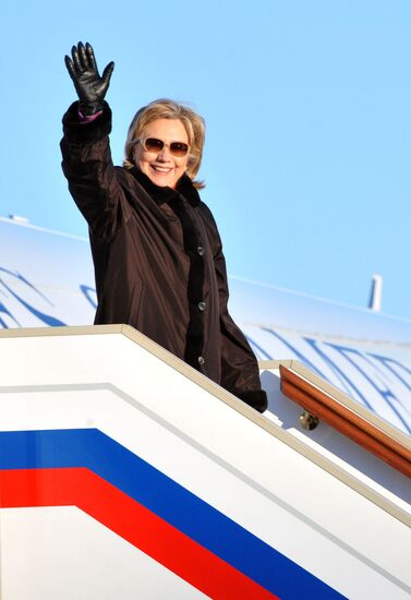 U.S. Secretary of State Hillary Clinton arrives in Moscow
