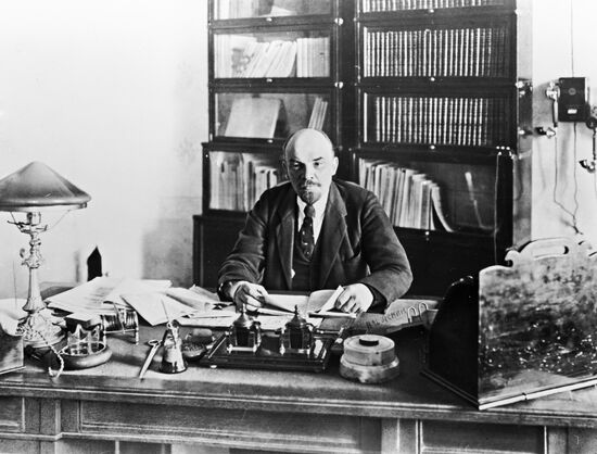 Vladimir Lenin in his office in Kremlin