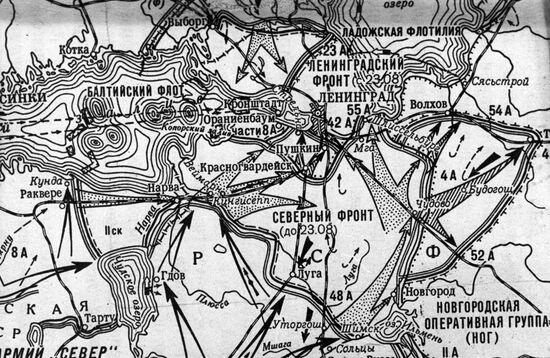 Diagram showing Soviet combat operations near Leningrad