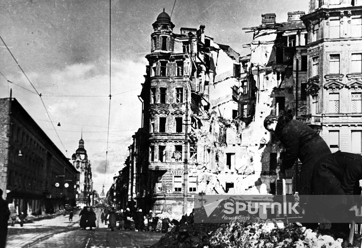After a German air raid on besieged Leningrad