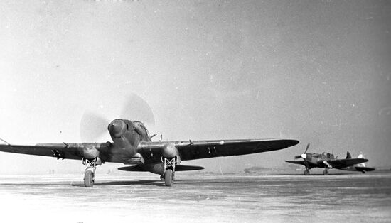 Ground-attack aircraft taking off on a combat mission