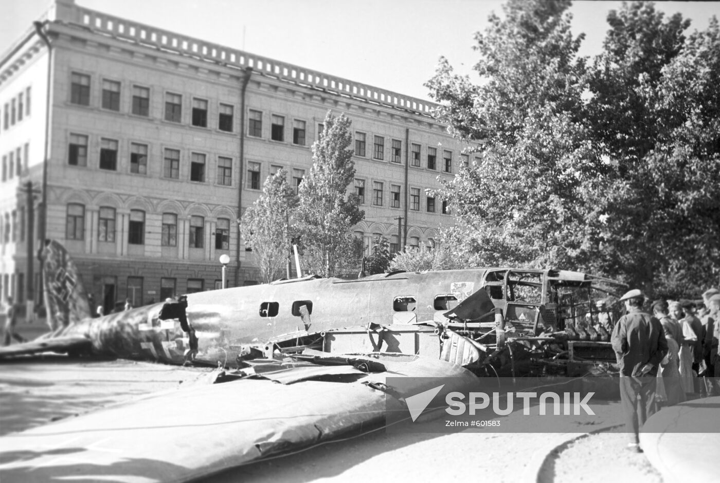 A German bomber in downtown Stalingrad