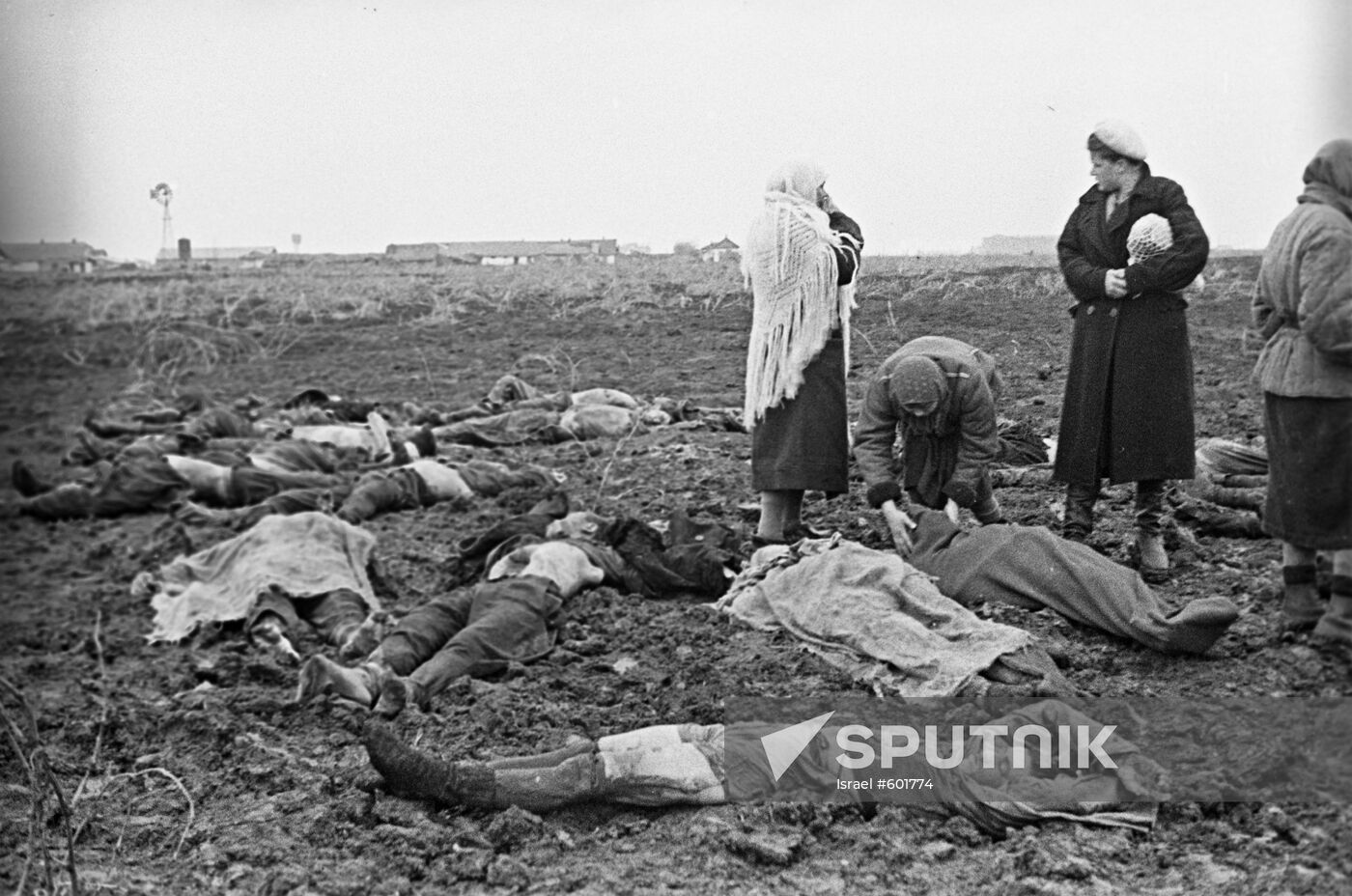 Kerch citizens identifying Soviet people executed by Nazis