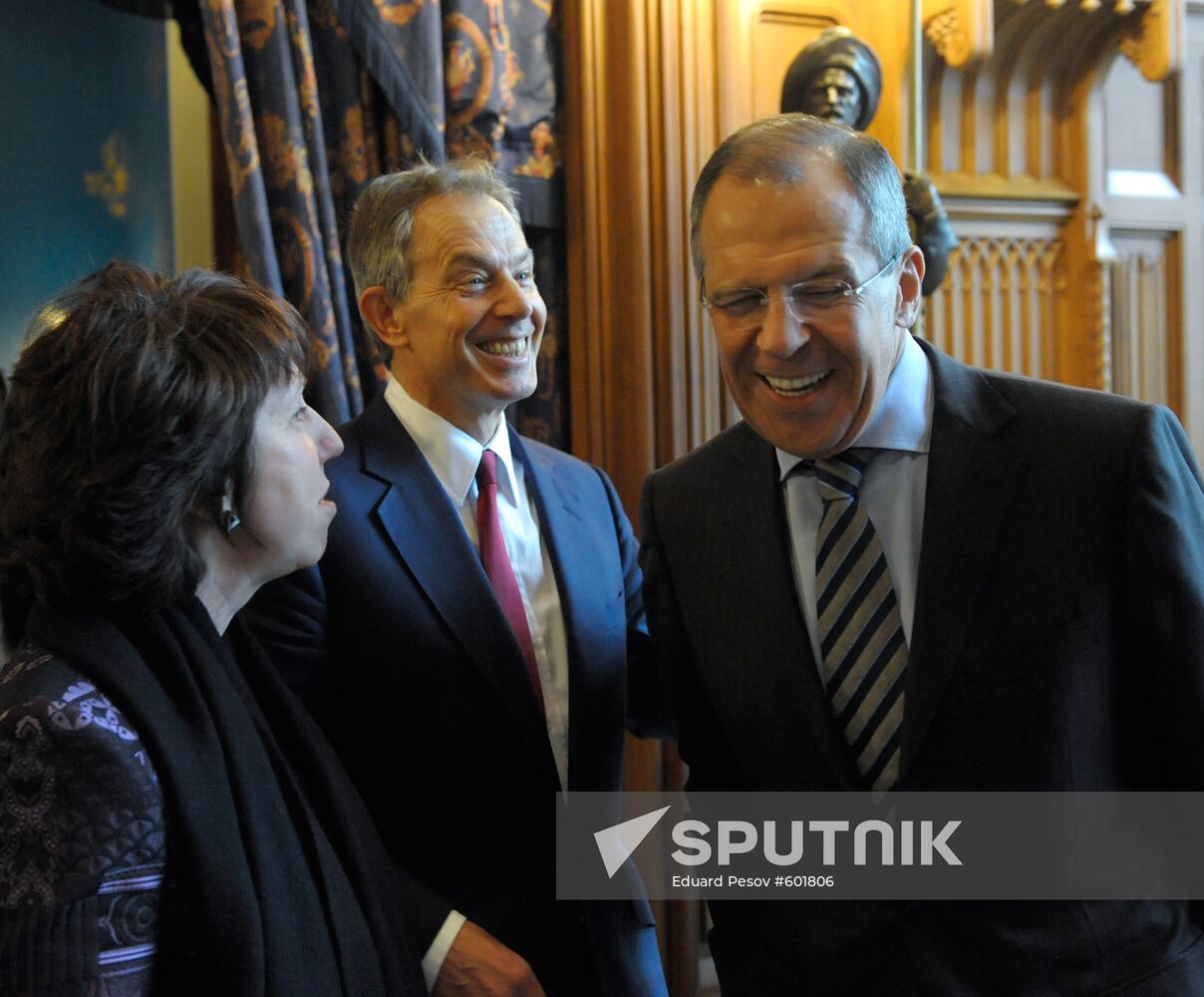 Sergei Lavrov, Tony Blair and Catherine Ashton