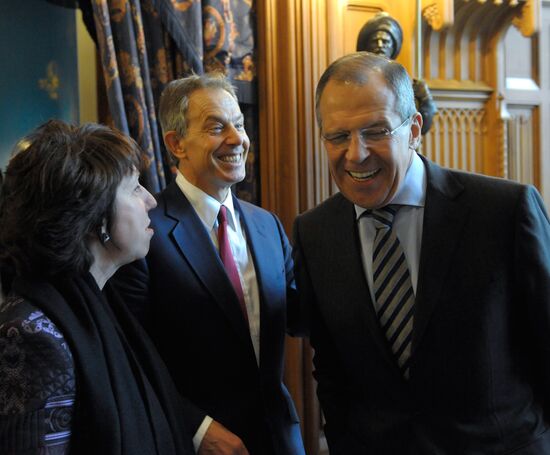 Sergei Lavrov, Tony Blair and Catherine Ashton