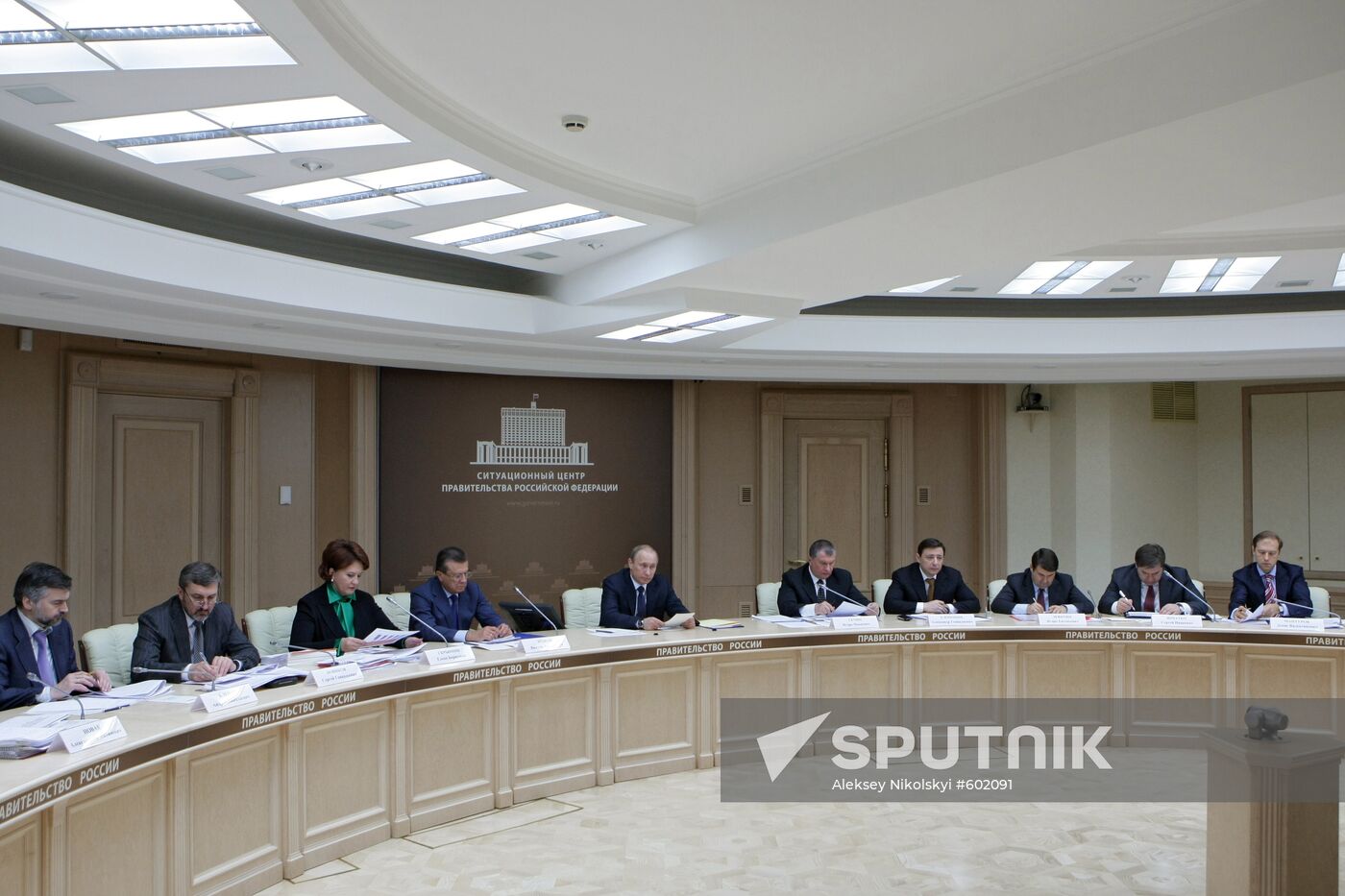 Prime Minister Vladimir Putin conducts government meeting
