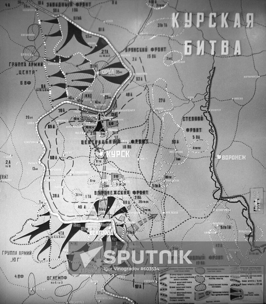 The Kursk bulge operations map. The battle of Kursk museum.