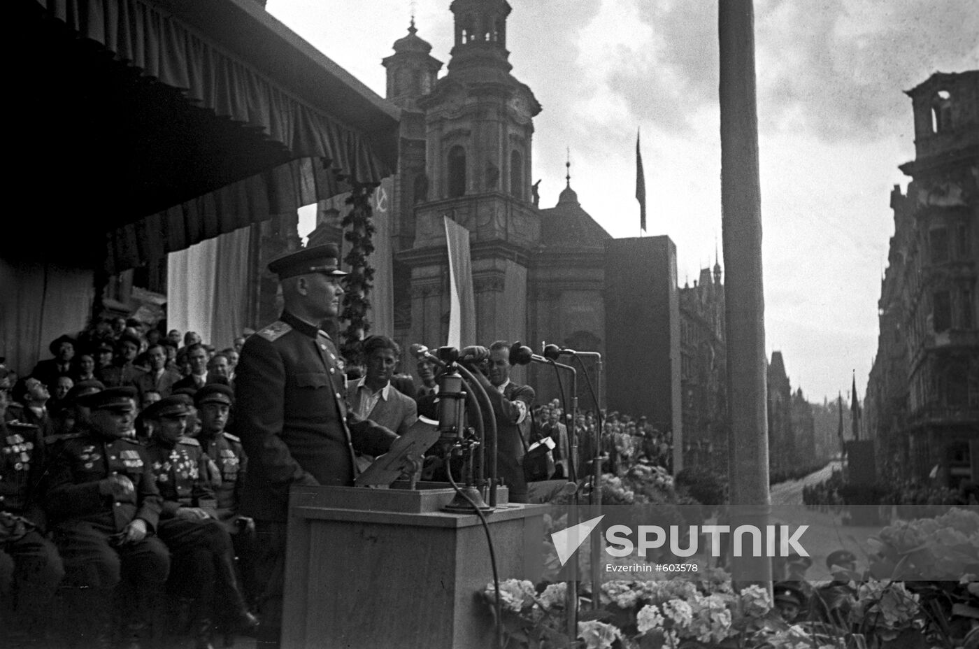 Marshall of the Soviet Union Konev in Prague