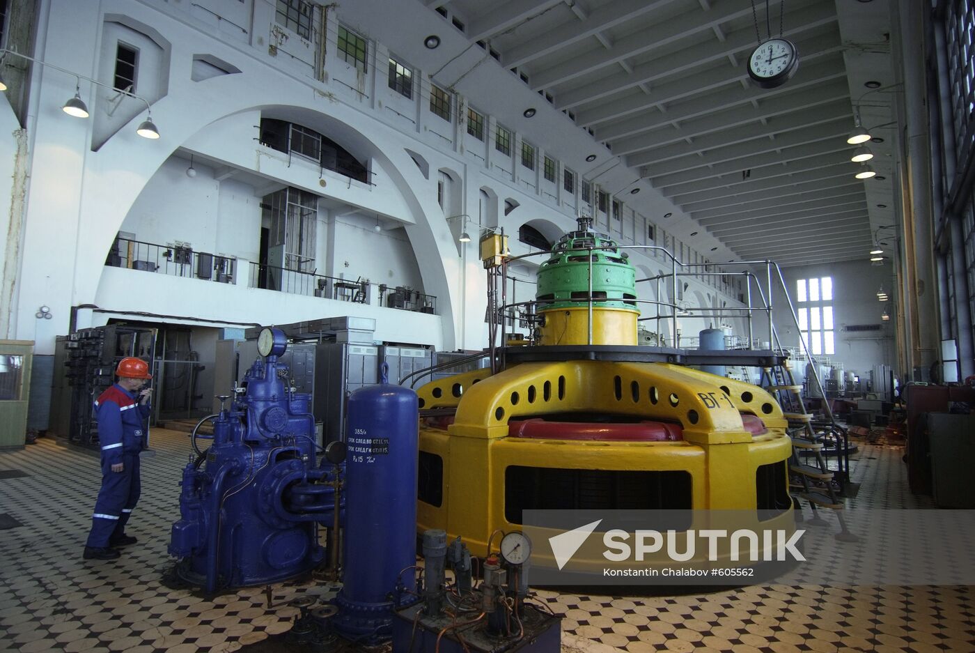 Turbine hall at Volkhovskya hydroelectric power plant