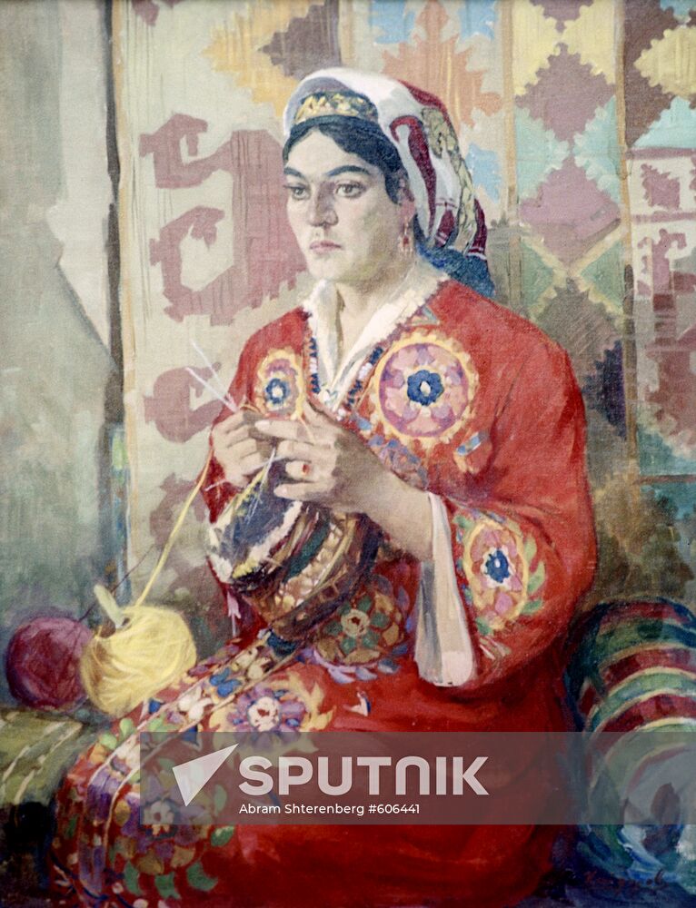 Reproduction of "Knitter" painting