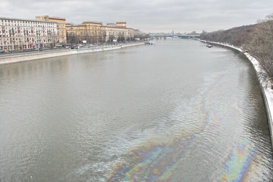 Oil film on Moscow River