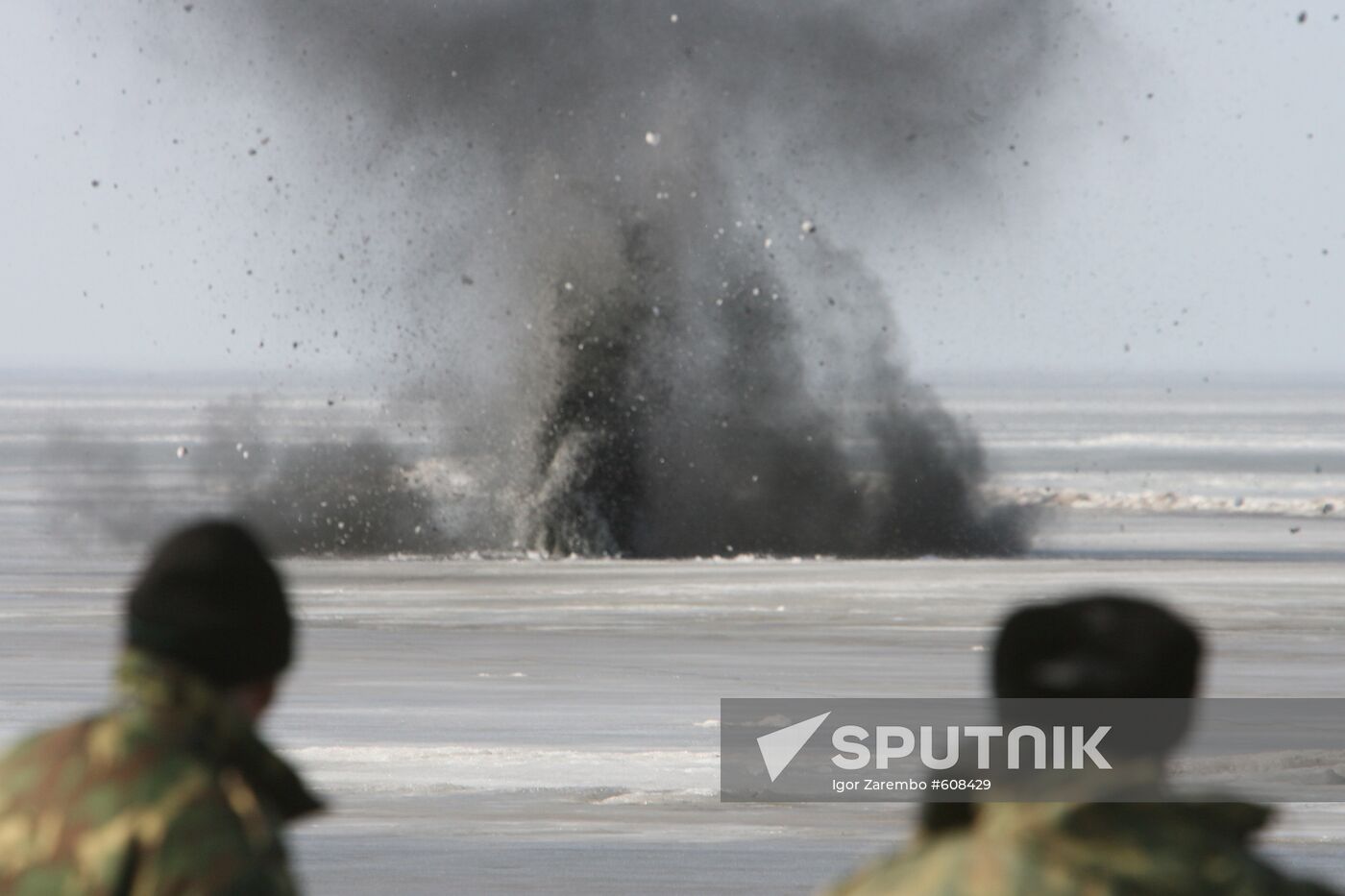 EMERCOM employees detonate ice explosions