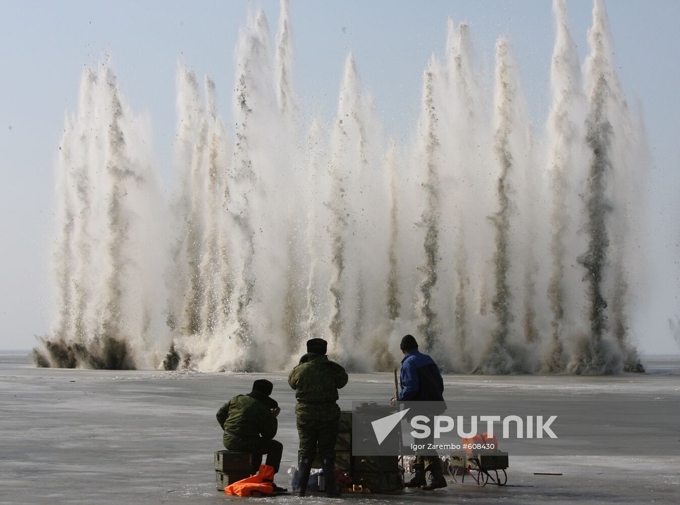 EMERCOM employees detonate ice explosions