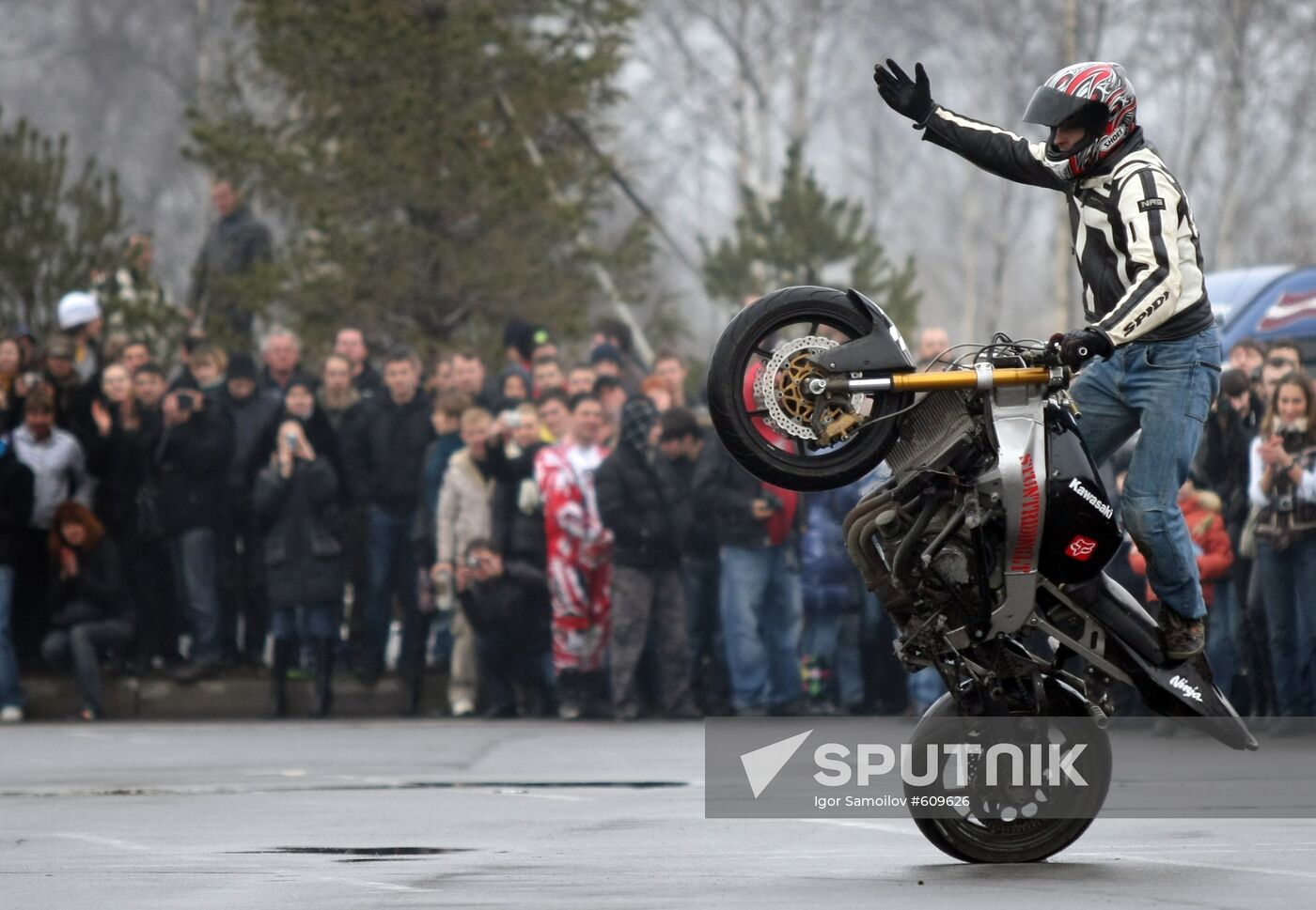 Bike riders compete at motorcycle stunt riding contest