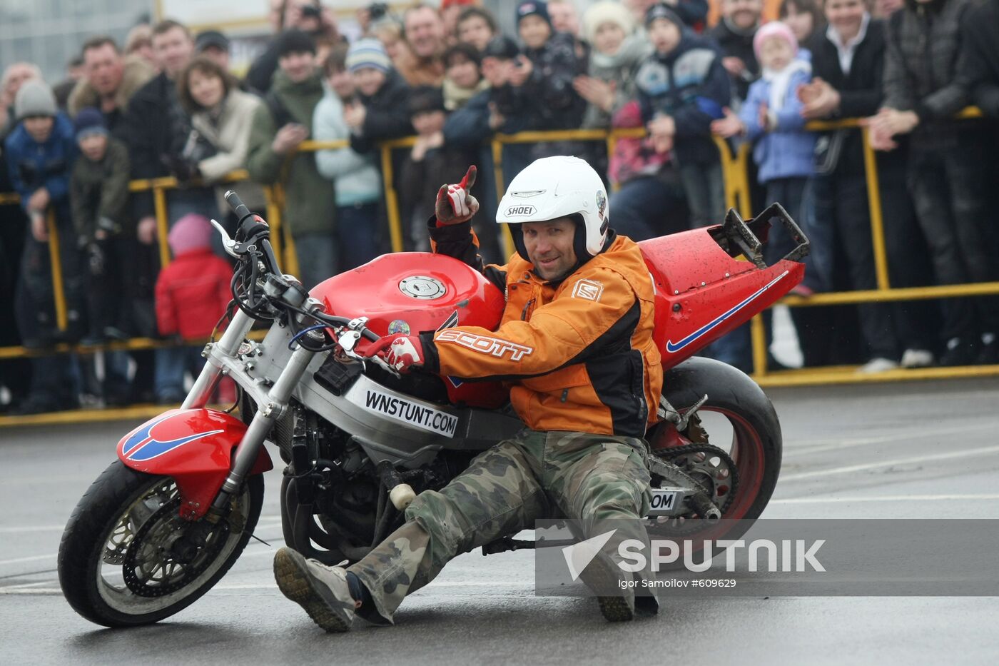 Bike riders compete at motorcycle stunt riding contest