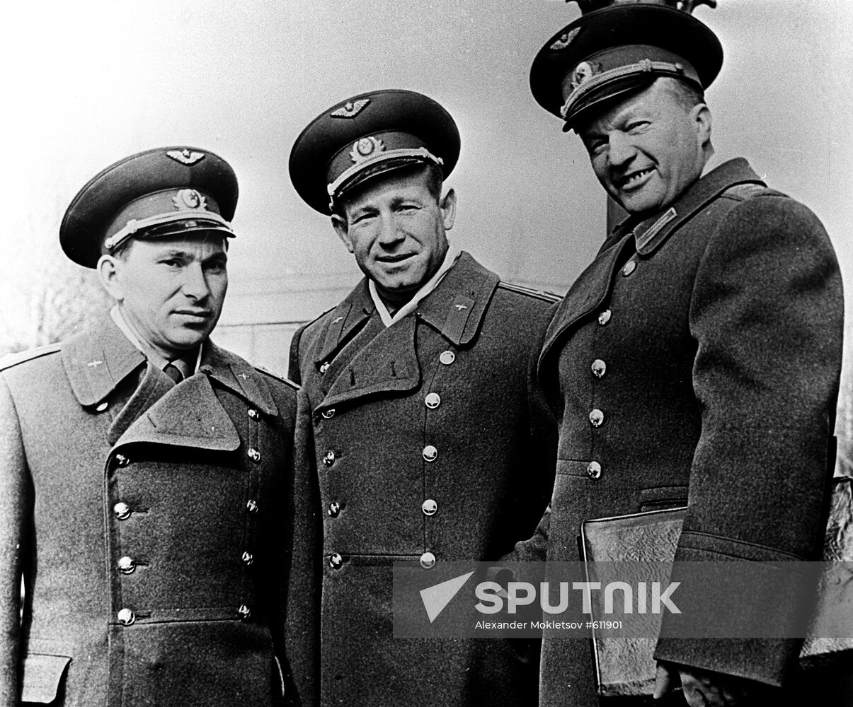 Pavel Belyaev, Alexei Leonov, and Nikolai Kamanin