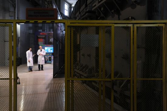 Accelerator hall at high-energy physics laboratory
