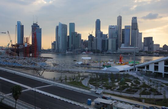View on "City" towers and Raffles Place