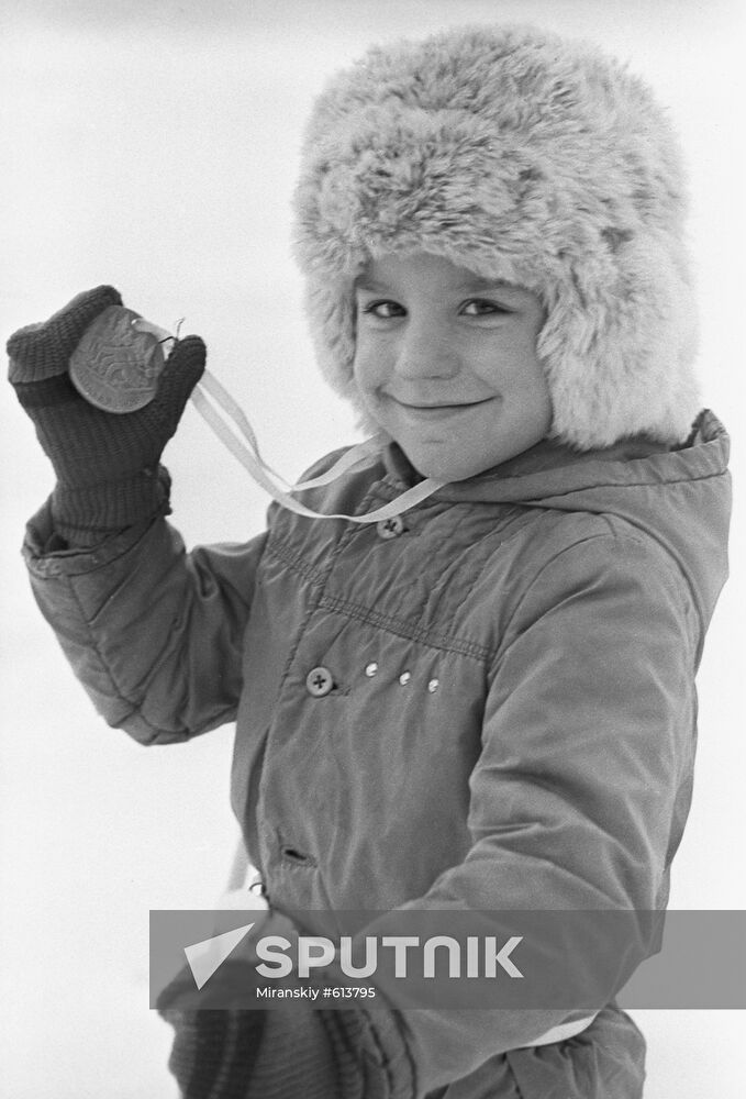 Young skier Zhenya Anikin