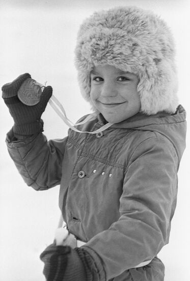 Young skier Zhenya Anikin