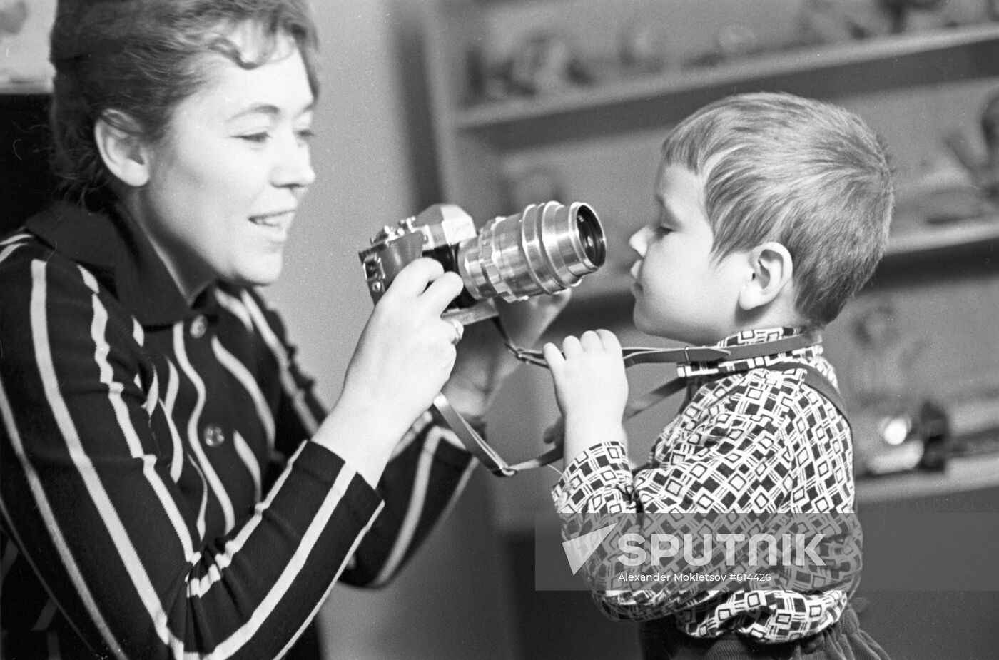 Galina Feoktistova, wife of cosmonaut Konstantin Feoktistov, with her son Andrey