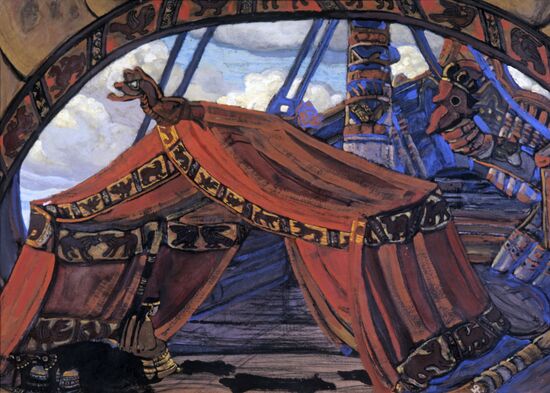 Painting "The Tent on the Ship," reproduction