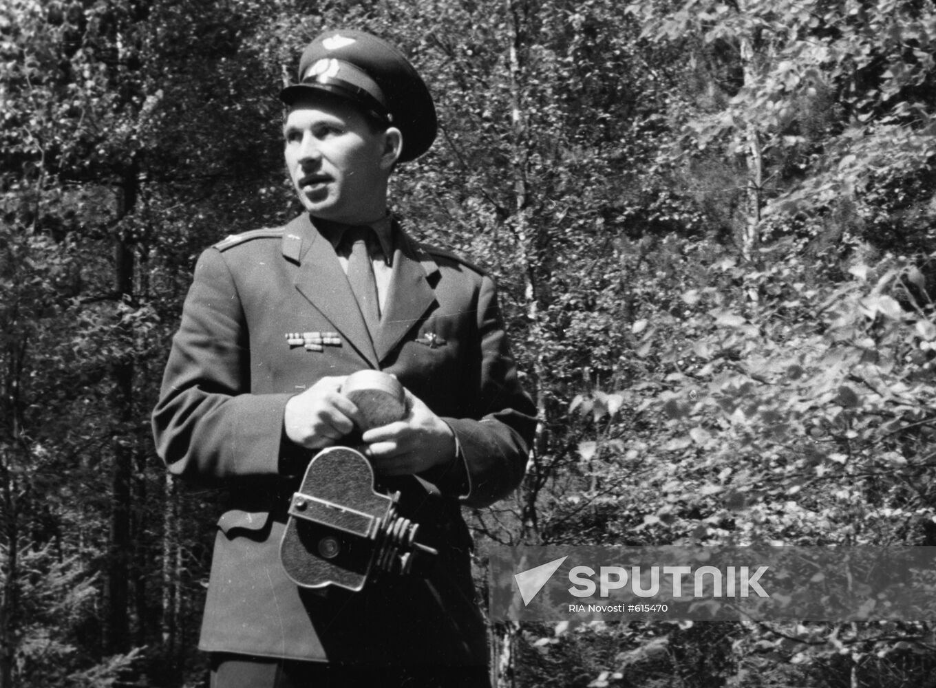 Pavel Belyayev during film shooting