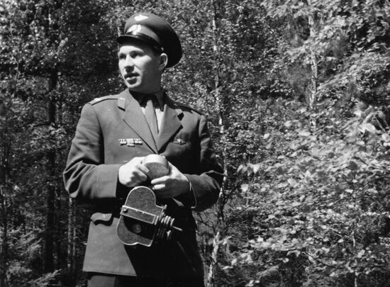 Pavel Belyayev during film shooting