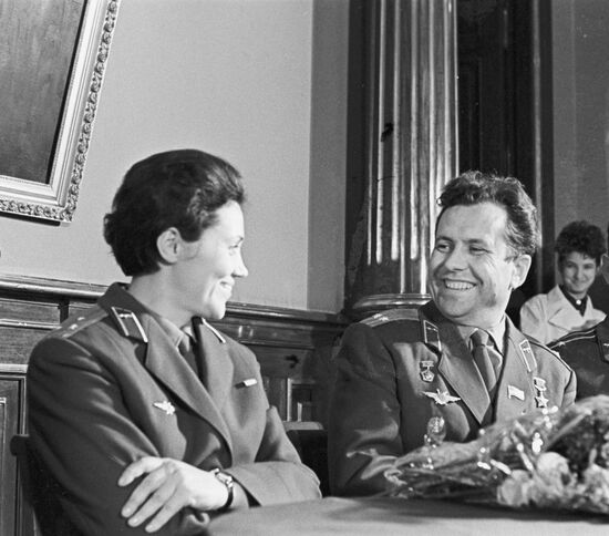 Test-pilot Marina Popovich and her husband the USSR pilot-cosmonaut Pavel Popovich