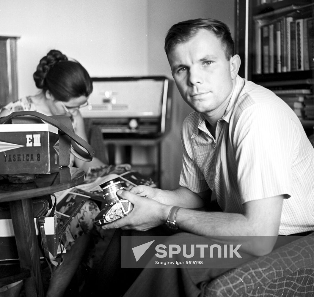 Yuri Gagarin with his wife Valentina