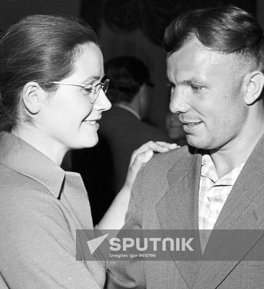 Yuri Gagarin with his wife Valentina