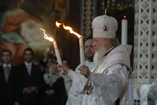 Patriarch Kirill of Moscow and all Russia during Easter service