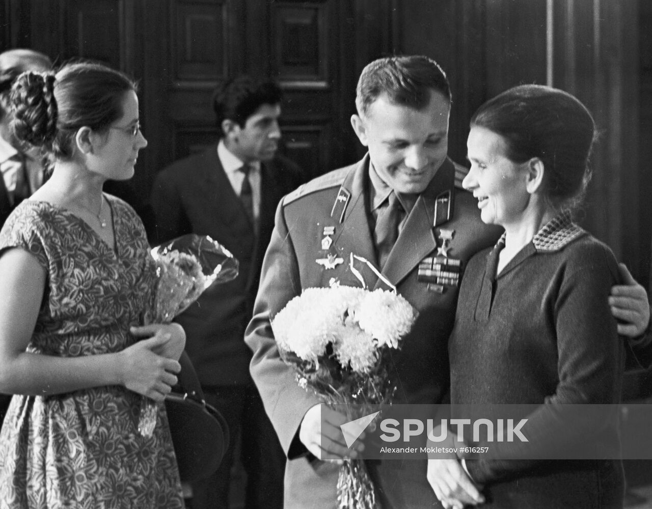 Yuri Gagarin, Valentina Gagarina, and Yelena Tereshkova