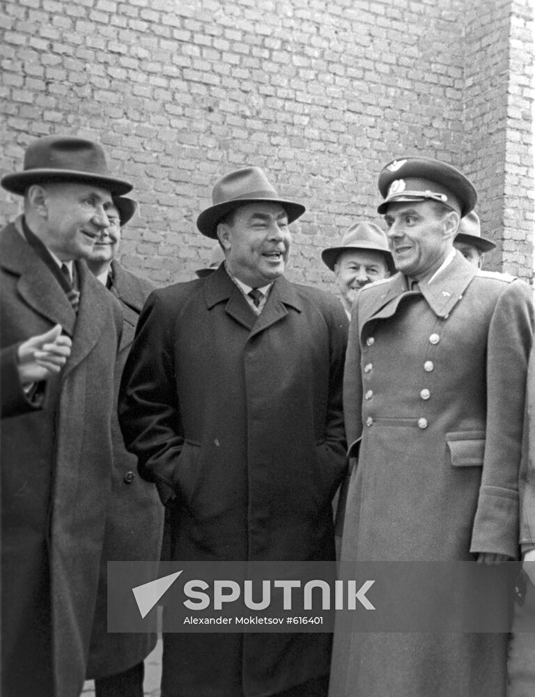 Alexei Kosygin, Leonid Brezhnev and Vladimir Komarov