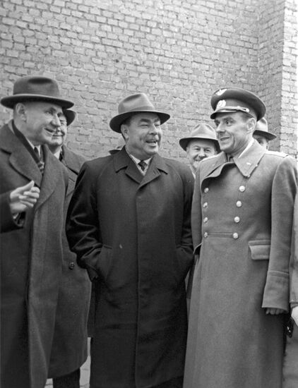 Alexei Kosygin, Leonid Brezhnev and Vladimir Komarov